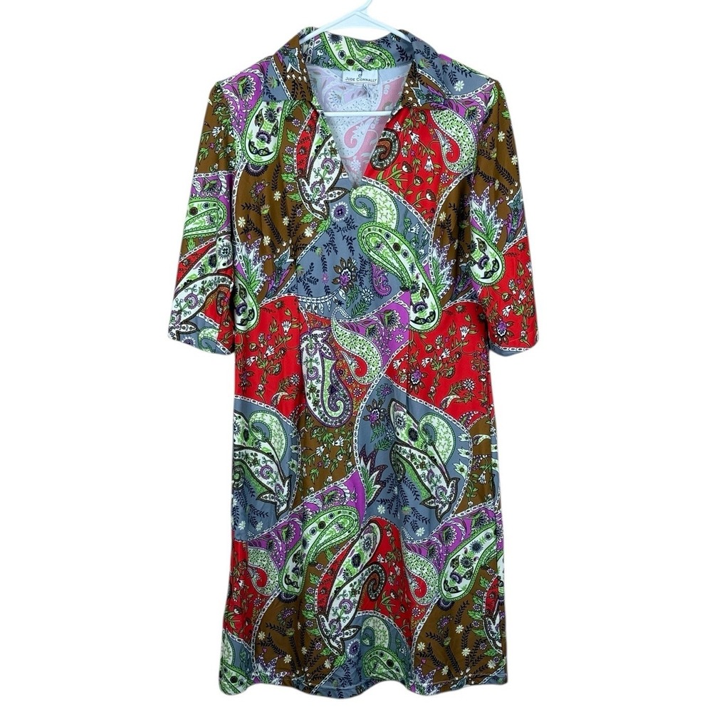 Jude Connally Womens‎ Multicolored Abstract Print Mod Tunic Dress Sz Small Retro